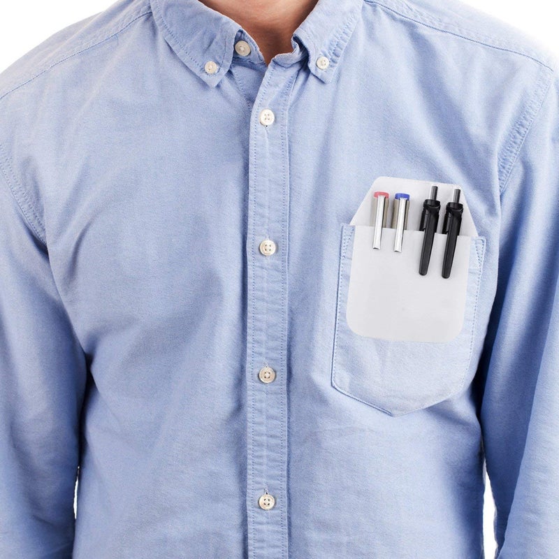 YTYKINOY 5 Pieces Heavy Duty PVC Shirts Lab Coats Pocket Protector for Pen Leaks (White) - Image 5